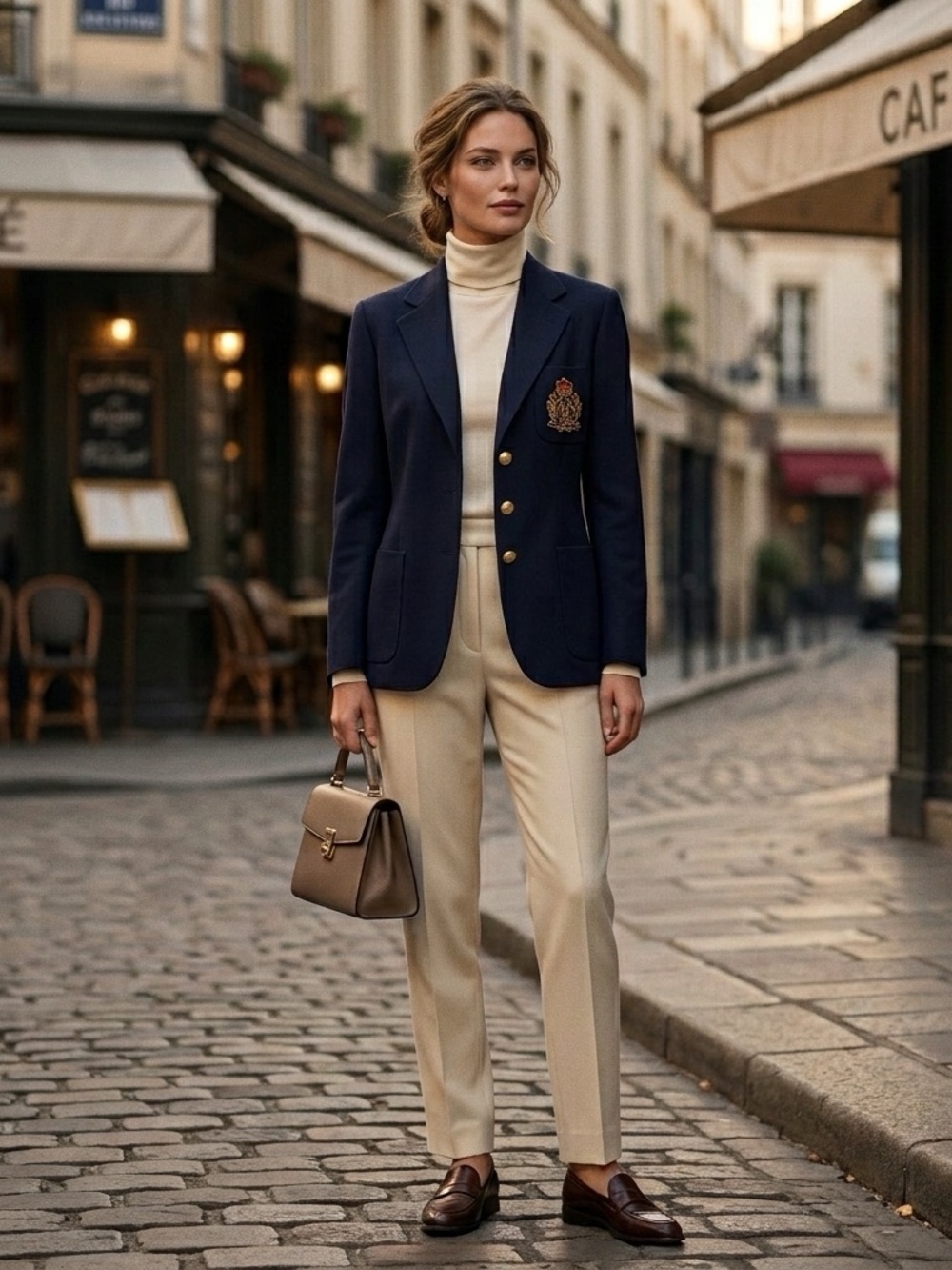 Vintage Lauren Ralph Lauren Navy Wool Crest Blazer Sz 12 Preppy Academic Luxury